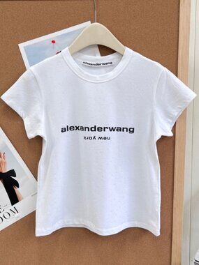 Alexander Wang White Rhinestone Logo Cropped T-Shirt